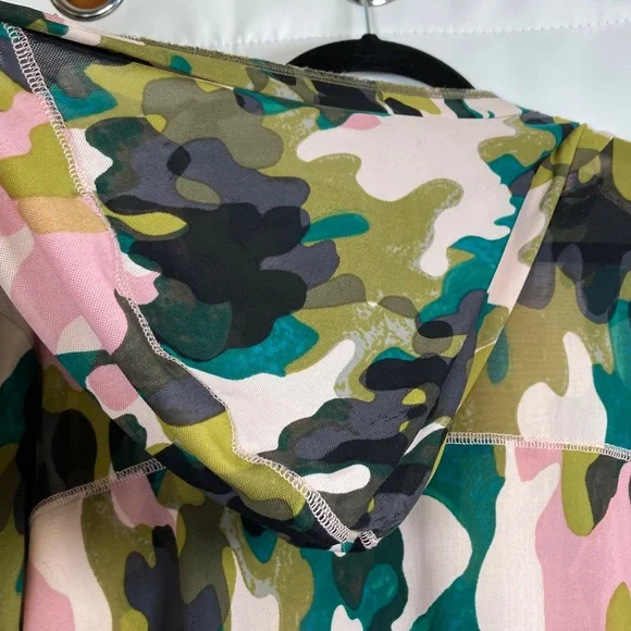 LOGO Lounge by Lori Goldstein Camo Print Sheer Mesh Hoodie - Picture 9 of 10